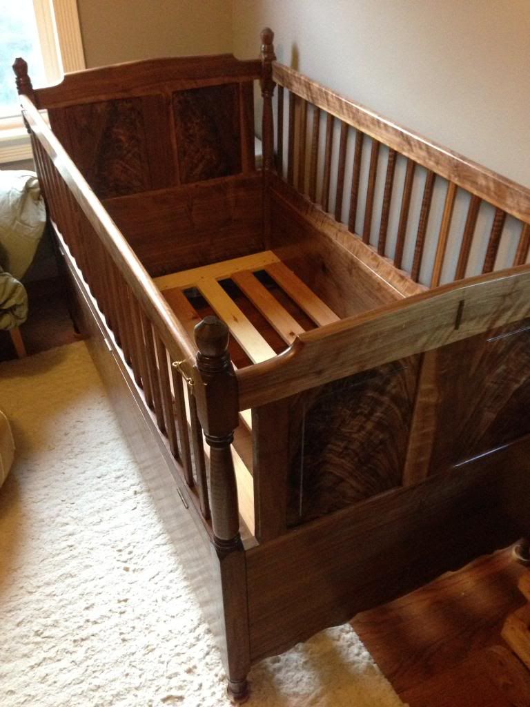 Curly walnut reproduction baby crib/youth bed LumberJocks Woodworking Forum